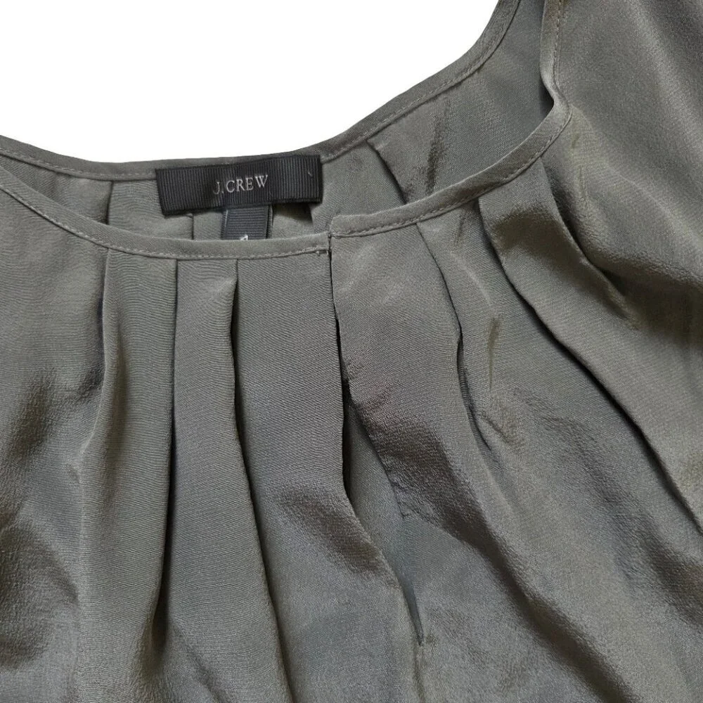 J Crew Blouse Womens 4 Gray 100% Silk Blouse Cap Sleeve Business Casual Classic